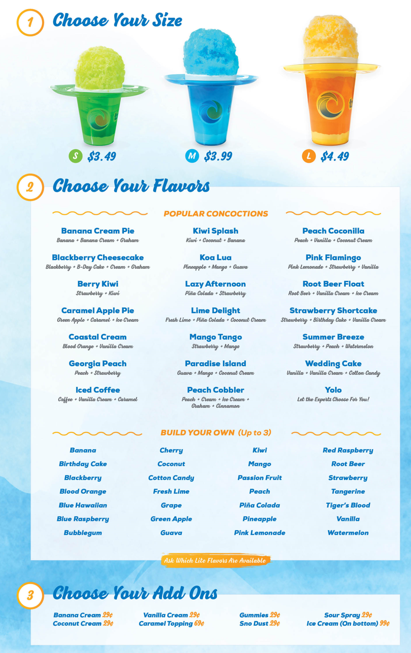 Santaquin Tropical Sno Dealership Menu