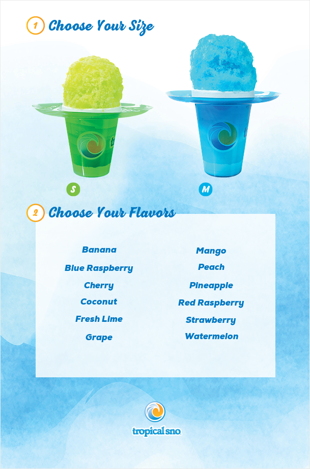 Demo Tropical Sno Location Event Menu