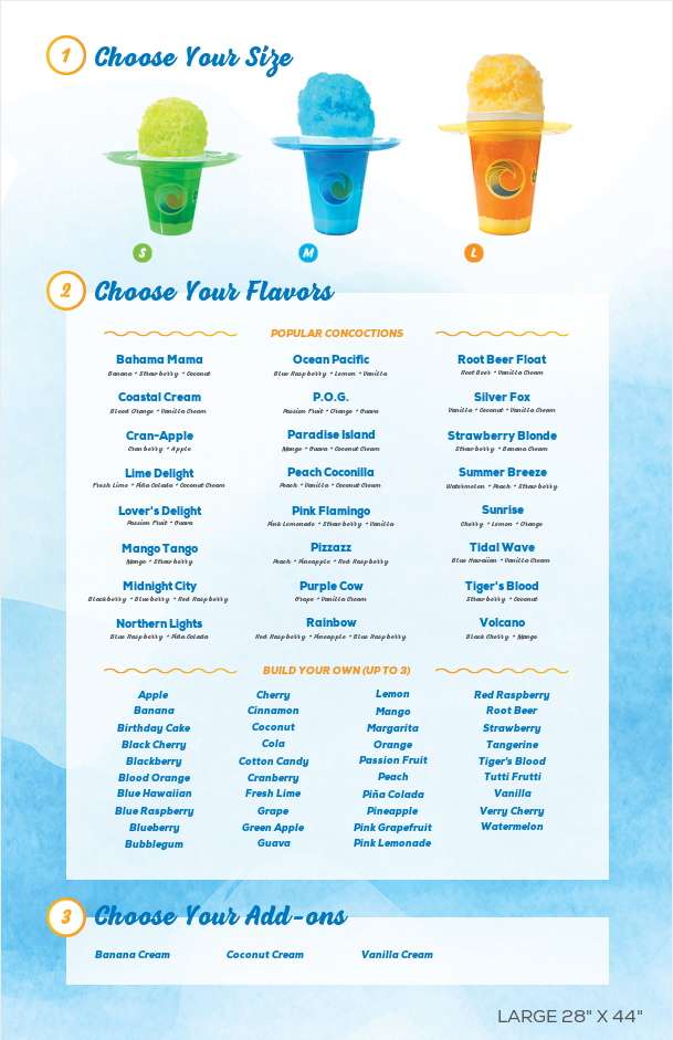 Demo Tropical Sno Location Menu