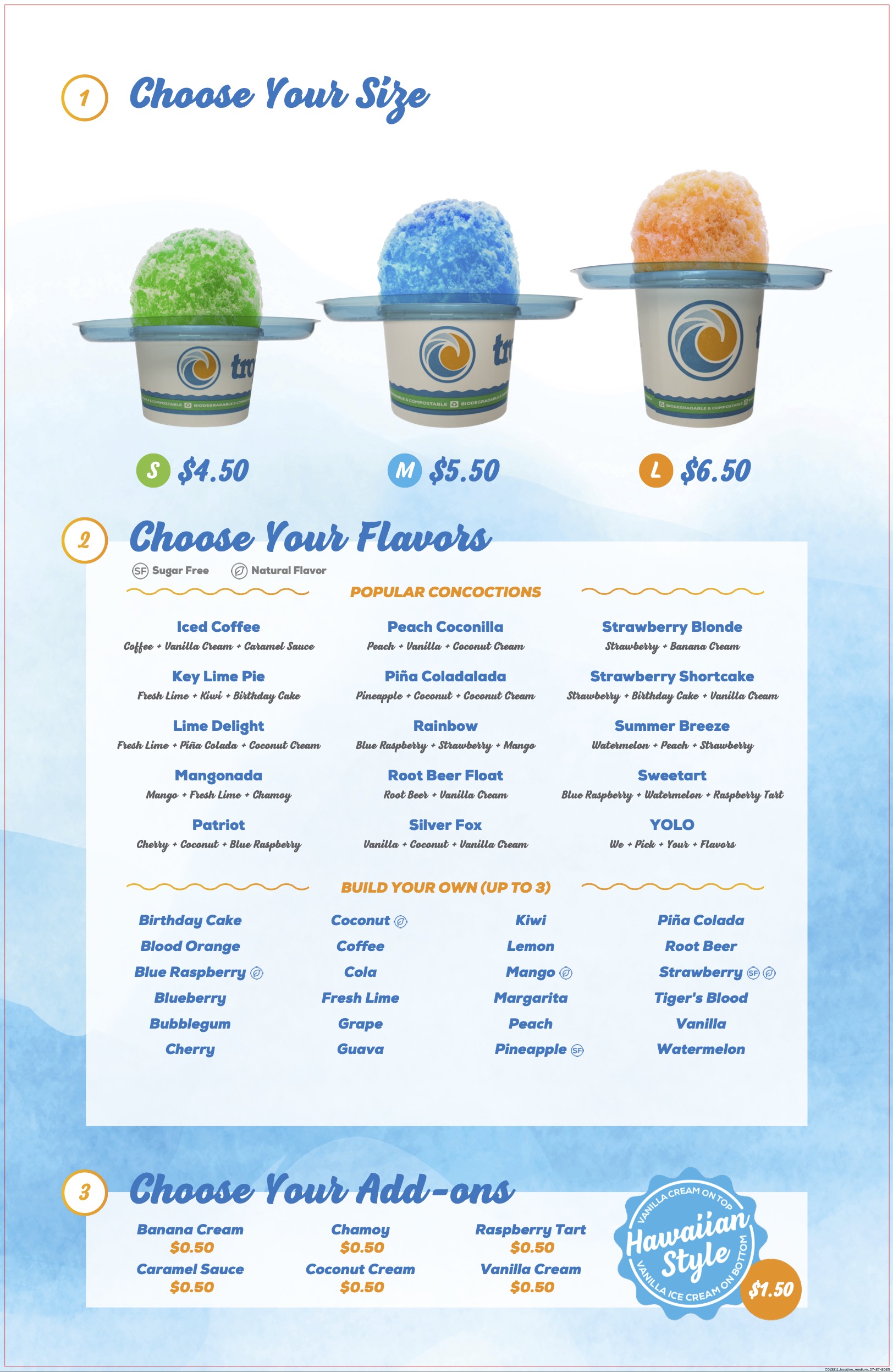 Ro’s Tropical Sno – Shave Ice and Boba Menu