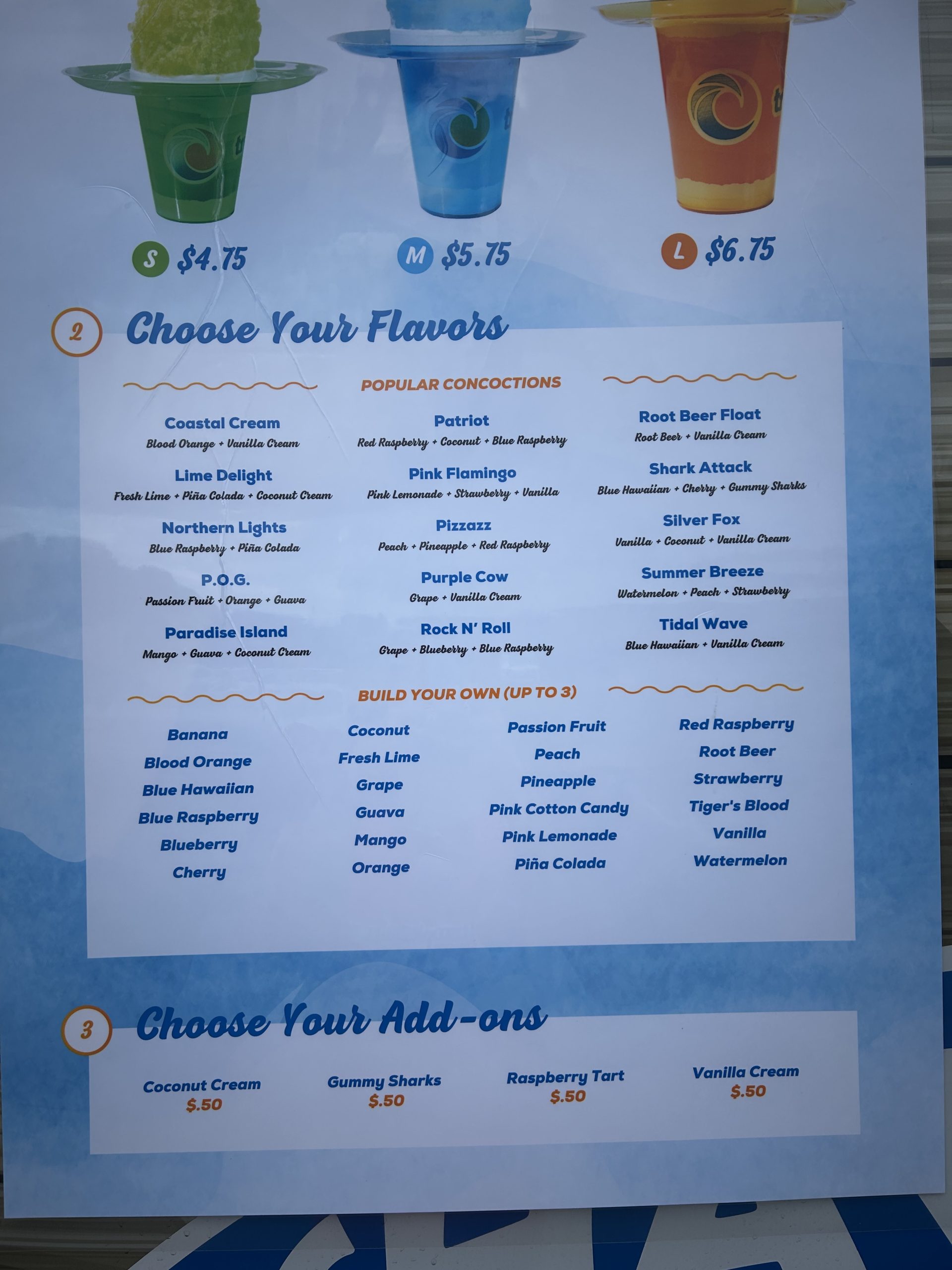 tropicalsno Menu