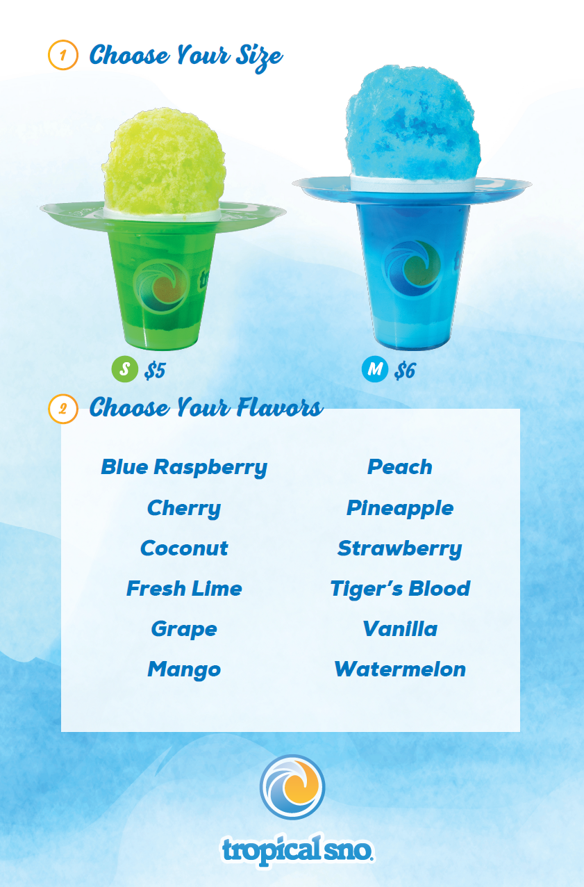 Tropical Sno NWA Event Menu